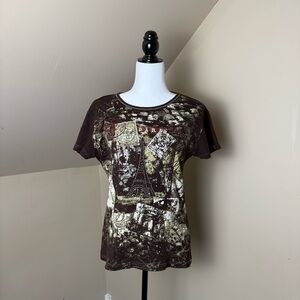 🤎 Y2K Grunge‎ Paris Rhinestone Tee 🤎